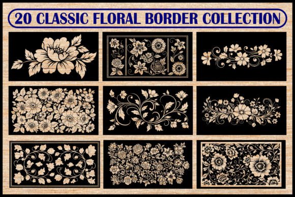 20 Classic Floral Border SVG Bundle Graphics
