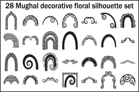 28 Elegant Mughal Decorative Floral Arch Graphics and Illustrations