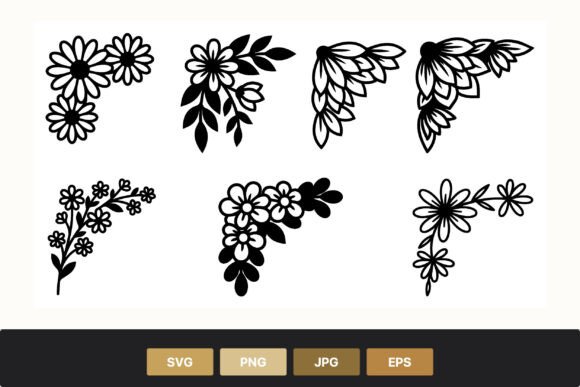 Black White Floral Corner Art Graphics and Illustrations Review