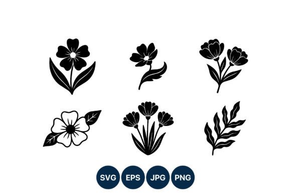 Black White Floral Icons Vector: Graphics and Illustrations for Editorial Design