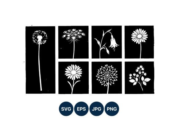 Black White Floral Silhouette Collection Graphics and Illustrations Review