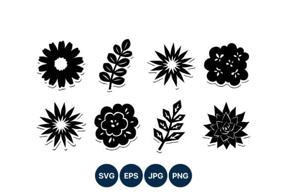 Black White Floral Silhouette Vector Graphics and Illustrations