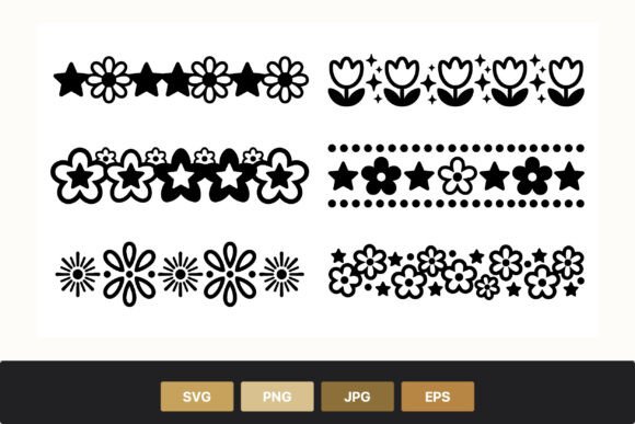 Black White Floral Star Border Vector Review
