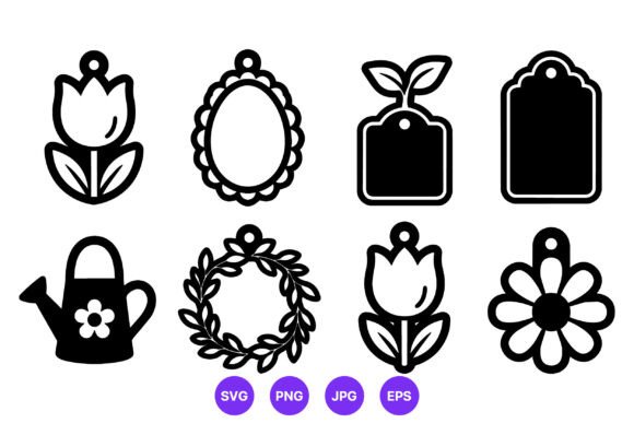 Black White Floral Tag Vector Icons Review