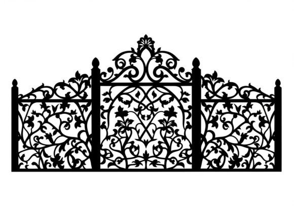 Black Wrought Iron Gate with Floral Graphics and Illustrations Review