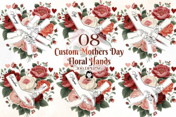 Custom Mothers Day Floral Hands 1-8 Kids Graphics and Illustrations Review