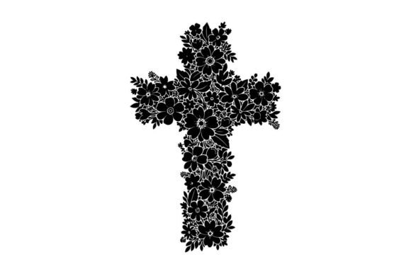 Elegant Black Floral Cross Design for Re