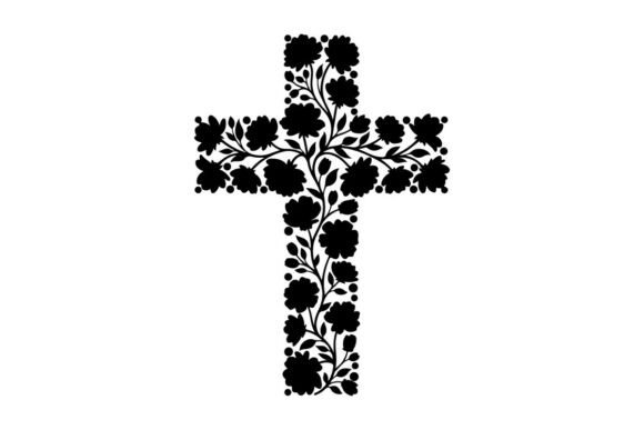 Elegant Black Floral Cross Symbol for Re