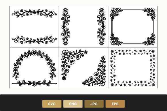 Floral Black White Corner Frame Graphics and Illustrations Review