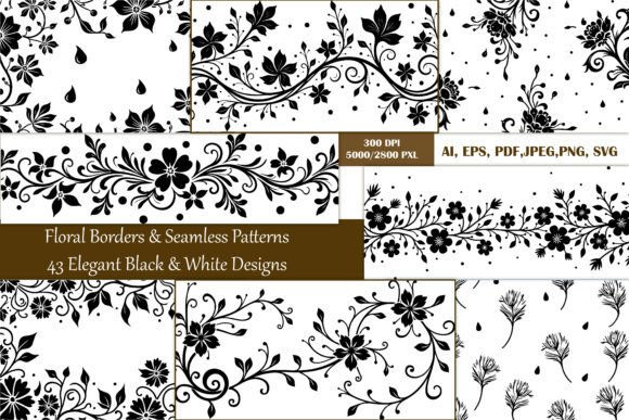 Floral Border Pattern Bundle Graphics and Illustrations