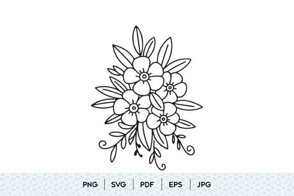 Floral Bouquet Outline SVG Graphics and Illustrations Review