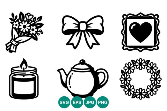Floral Bow Heart Candle Teapot Vector Graphics and Illustrations Review