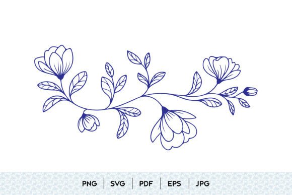 Floral Branch Line Art SVG Graphics and Illustrations Review
