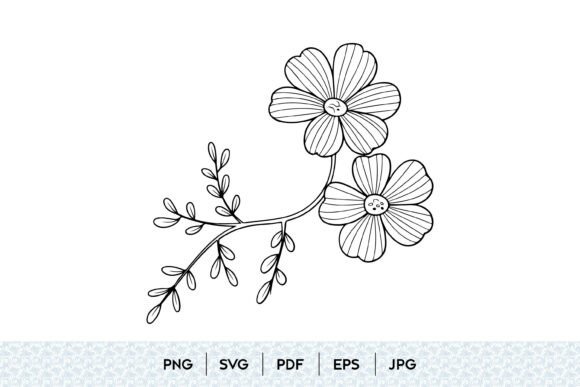 Floral Branch SVG Hand Drawn Flower Graphics and Illustrations Review