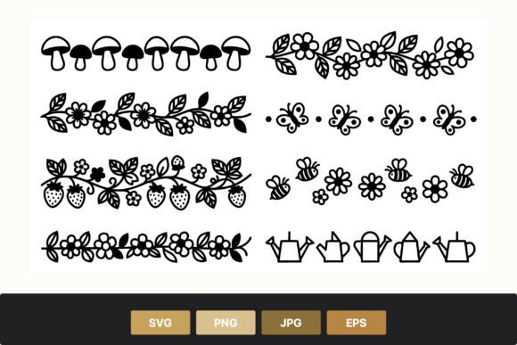 Floral Butterfly Bee Mushroom Borders Graphics and Illustrations Review