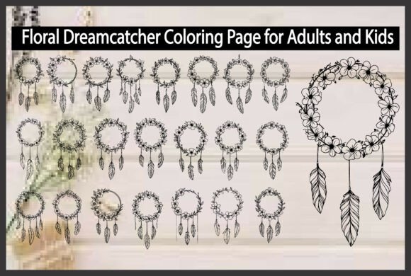 Floral Dreamcatcher Coloring Page Graphics and Freebies