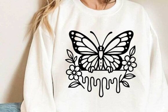 Floral Dripping Butterfly Clipart Vector: Graphics and Illustrations for Branding
