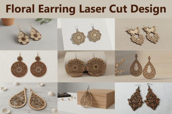 Floral Drop Earring SVGs: Graphics and Illustrations for Editorial Polish