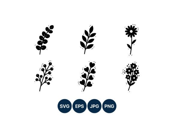 Floral Foliage Flower Vector Icons Black Graphics and Illustrations Review