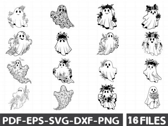 Floral Ghost Svg, Halloween Svg Graphics and Illustrations