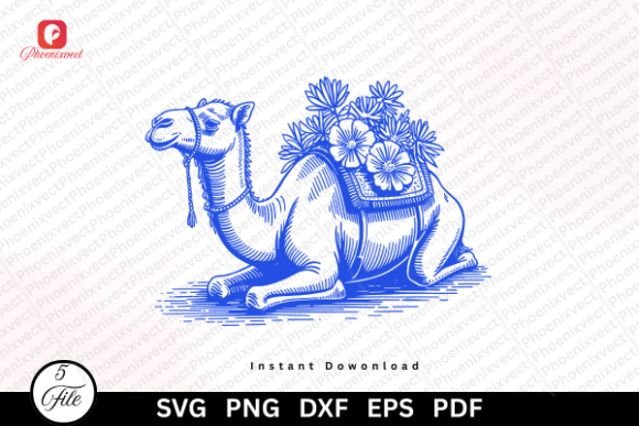 Floral Hand Drawn Desert Camel SVG PNG Graphics and Illustrations Review