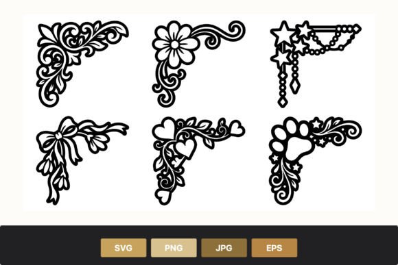 Floral Heart Paw Corners Vector: Graphics and Illustrations for Sellers