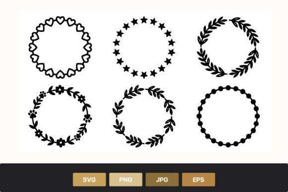 Floral Heart Star Wreath Frames Graphics and Illustrations