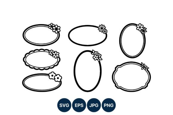 Floral Oval Frames Vector Set Graphics and Illustrations
