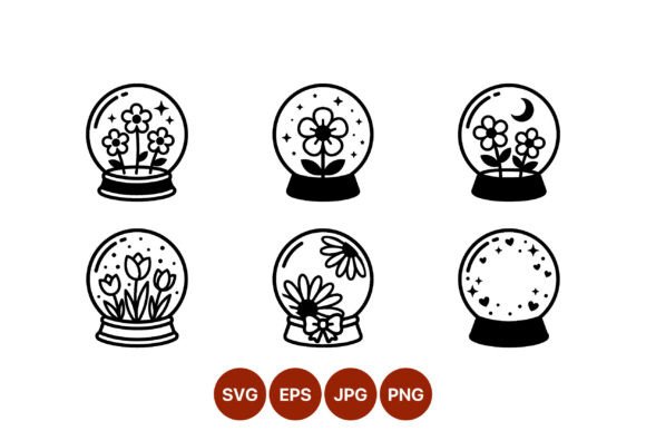Floral Snow Globe Vector Art Graphics and Illustrations Review