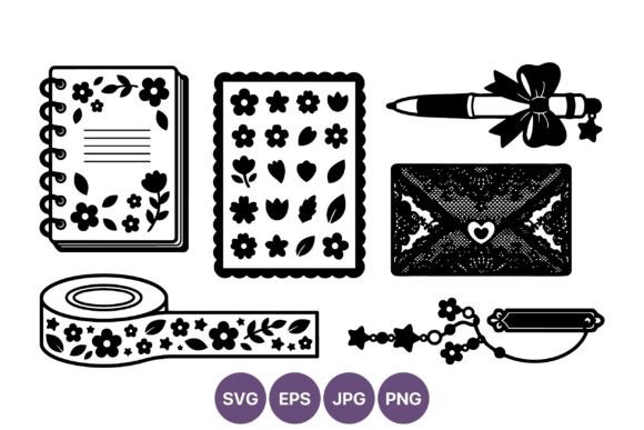 Floral Stationery Black and White Vector Embroidery Review