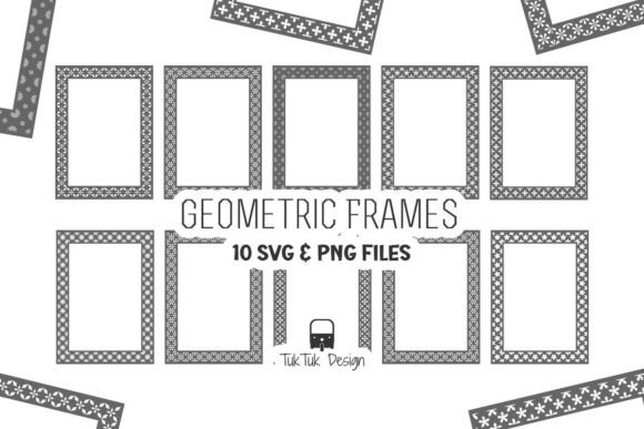 Geometric Floral Pattern Rectangle Frame Graphics and Illustrations Review