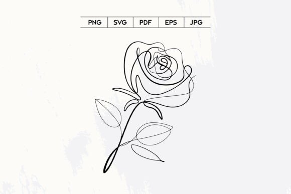 Minimal Rose Line Art Floral Design Graphics and Illustrations