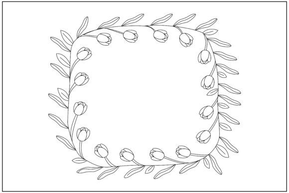 Tulip Floral Border Line Art Graphics and Illustrations Review