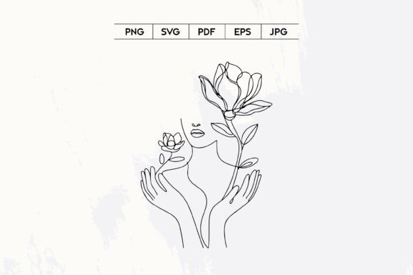 Woman Face Floral Continuous Line Art Graphics and Illustrations Review